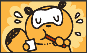 歯ブラシをもったタヌキ